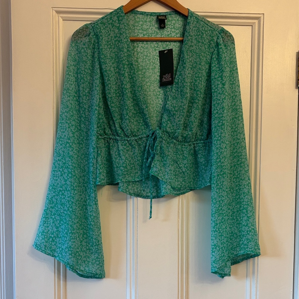 Wild Fable Teal Floral Blouse